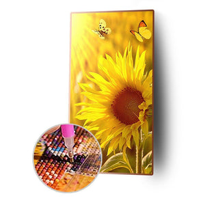 Sonnenblume - voller runder Diamant - 45x85cm