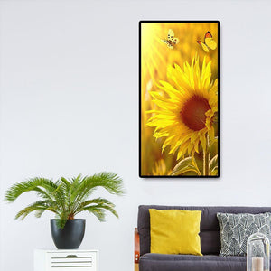 Sonnenblume - voller runder Diamant - 45x85cm