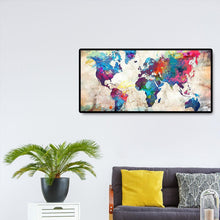 Lade das Bild in den Galerie-Viewer, Weltkarte - voller runder Diamant - 80x40cm
