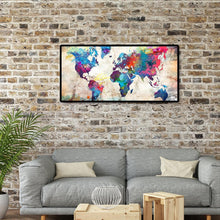 Lade das Bild in den Galerie-Viewer, Weltkarte - voller runder Diamant - 80x40cm
