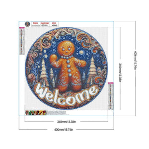 Weihnachts-Lebkuchenjunge – rundes Diamantgemälde – 40 x 40 cm