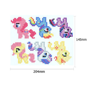 6pcs-Cartoon Horse-Diy Handwerk Aufkleber