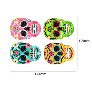 4pcs-Four Color Skull-Diy Handwerk Aufkleber