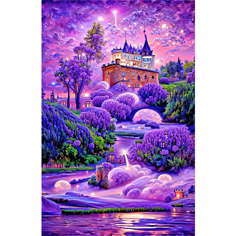 Purple Lavender Manor-Full Drill Diamond Painting-40x70CM