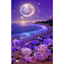 Lade das Bild in den Galerie-Viewer, Purple Rose Beach unter dem verträumten Mond -40x70CM
