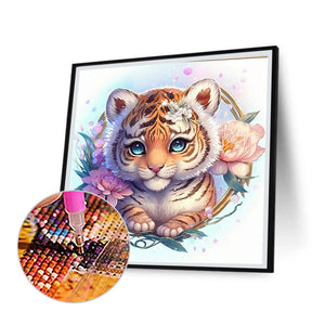 Blumen-Tiger-Voller Bohrer Diamond Painting