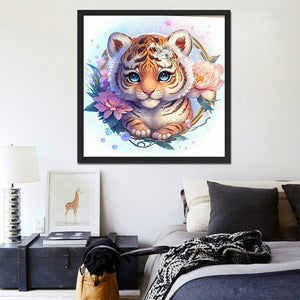 Blumen-Tiger-Voller Bohrer Diamond Painting