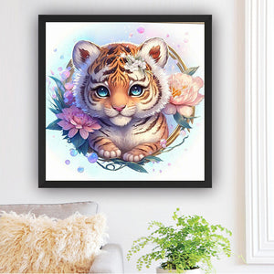 Blumen-Tiger-Voller Bohrer Diamond Painting