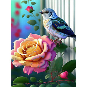 Hummingbird Moonlight Flower-Voll Round Diamond Painting-30x40cm