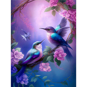 Kolibri-Blume-Vollbild Diamond Painting-30x40cm