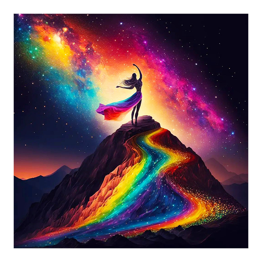 Regenbogen Madchen-Voller  Diamond Painting-30x30cm