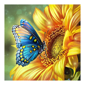 Sonnenblumen Butterfly-Volle Diamond Painting-30x30cm