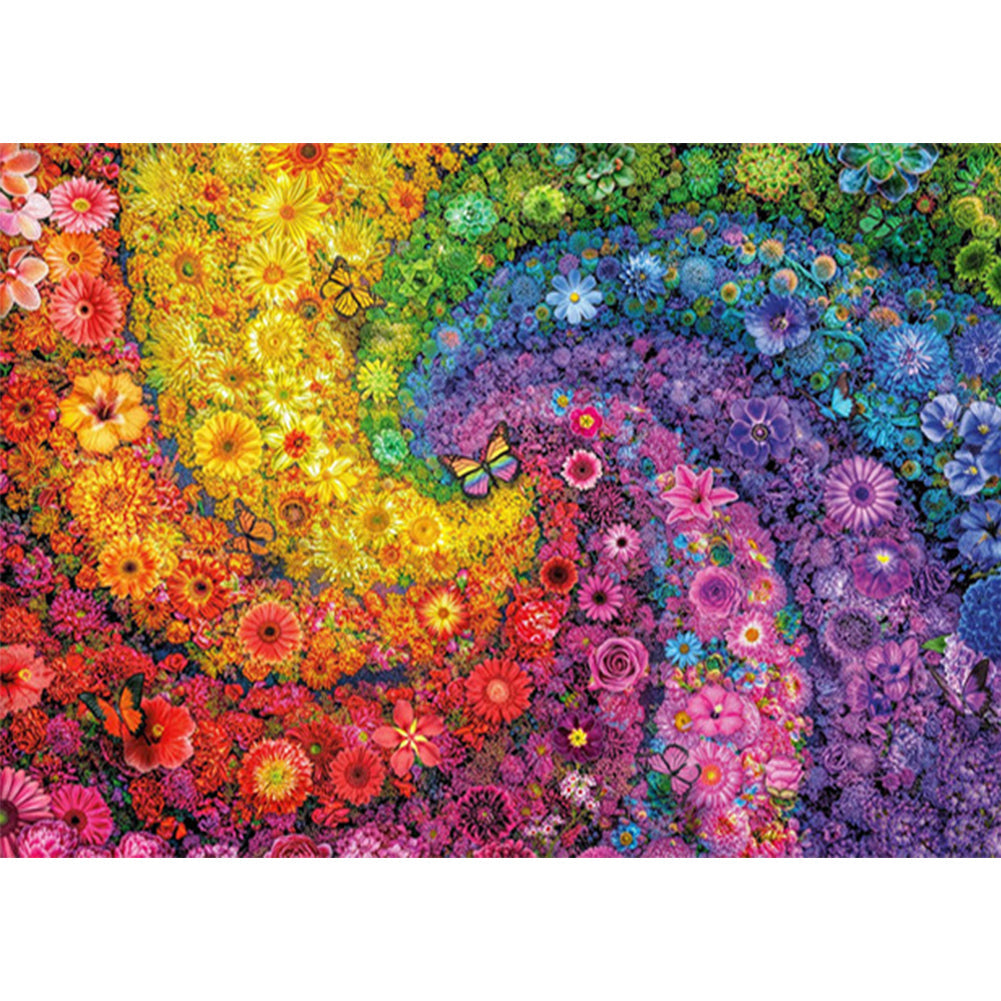 Regenbogenstrudel-Blumenstrauch-Square Diamond Painting-75x55cm