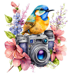 Camera Bird-VollerDiamond Painting-30x30cm