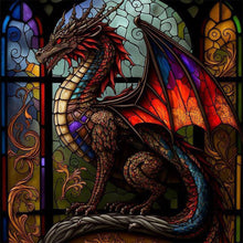 Lade das Bild in den Galerie-Viewer, Stained Glass Dragon-Full Round Diamond Painting-30x30cm
