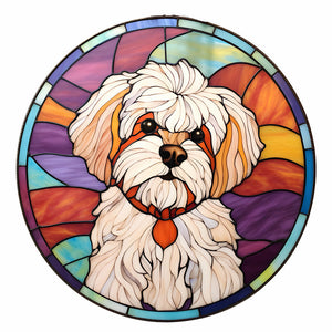 Buntglas Dog-Full Round Diamond Painting-30x30cm