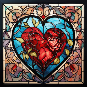 Buntglas  Heart-Full Round Diamond Painting-30x30cm