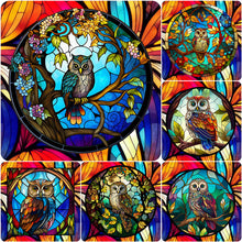 Lade das Bild in den Galerie-Viewer, Buntglas Owl-Voller Round Diamond Painting-30x30cm
