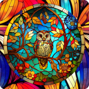 Buntglas Owl-Voller Round Diamond Painting-30x30cm