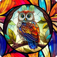 Lade das Bild in den Galerie-Viewer, Buntglas Owl-Voller Round Diamond Painting-30x30cm
