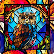 Lade das Bild in den Galerie-Viewer, Buntglas Owl-Voller Round Diamond Painting-30x30cm
