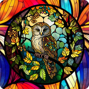 Buntglas Owl-Voller Round Diamond Painting-30x30cm