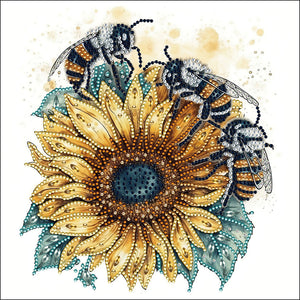 Sonnenblumen-Bienen-Teil-Special Diamond Painting-30x30cm