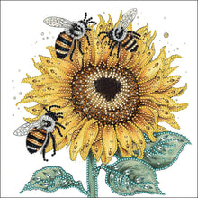 Lade das Bild in den Galerie-Viewer, Sonnenblumen-Bienen-Teil-Special Diamond Painting-30x30cm
