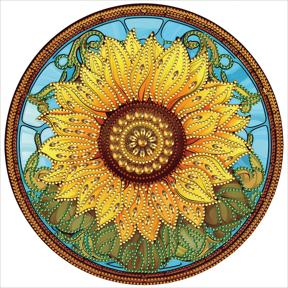 Buntglas-Sonnenblumen-Teil-Special Diamond Painting-30x30cm