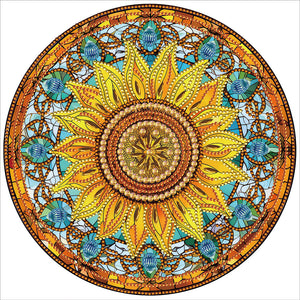 Buntglas-Sonnenblumen-Teil-Special Diamond Painting-30x30cm