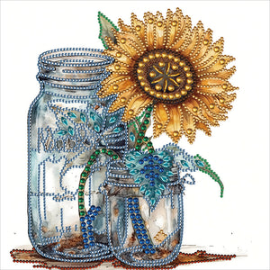 Sonnenblumen-Glasflasche – teilweise Sonderangebot Diamond Painting-30x30cm