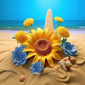 Sunflower Beach-voller Round Diamond Painting-30x30cm