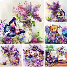 Lade das Bild in den Galerie-Viewer, Lavender Butterfly-VollerDiamond Painting-30x30cm
