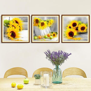 Sonnenblume - voller runder Diamant - 105x35cm