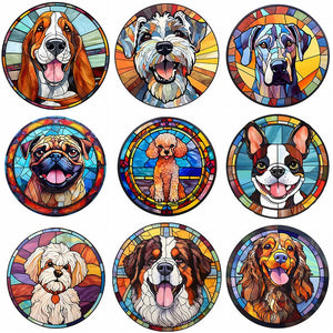 Buntglas Dog-Full Round Diamond Painting-30x30cm