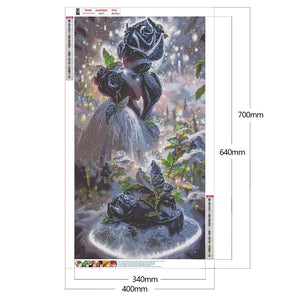 Schwarze Rose-Vollbohrer-Diamantmalerei-40x70cm