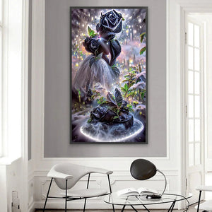 Schwarze Rose-Vollbohrer-Diamantmalerei-40x70cm